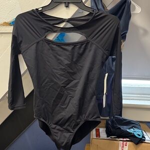 Black Cutout Long Sleeve Leotard